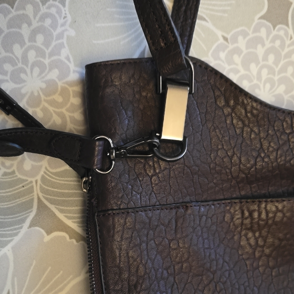 Dark Brown Pebbled Leather Shoulder Bag - Picture 5 of 7
